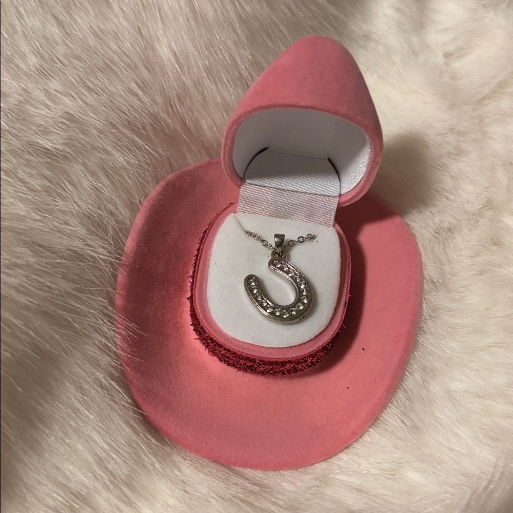 Pink Horseshoe Pendant Necklace